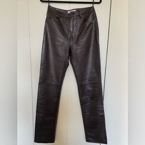 Saks Fifth Ave Real Clothes Brown Leather Pants